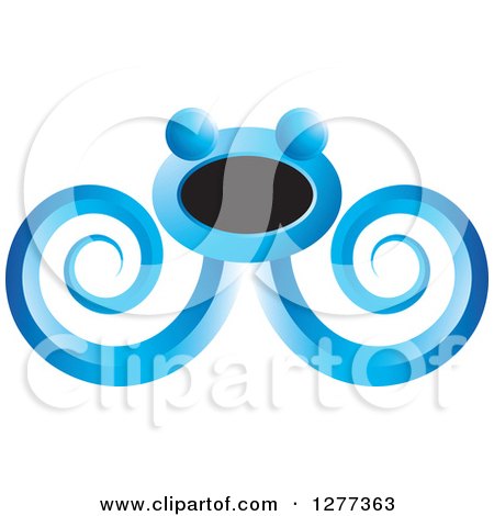 Clipart of a Blue and Black Abstract Octopus Design - Royalty Free Vector Illustration by Lal Perera