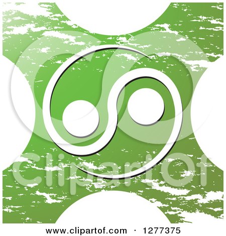 Clipart of a White Yin Yang over a Grungy Green X - Royalty Free Vector Illustration by Lal Perera