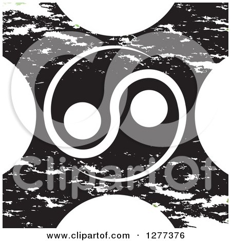 Clipart of a White Yin Yang over a Grungy X - Royalty Free Vector Illustration by Lal Perera