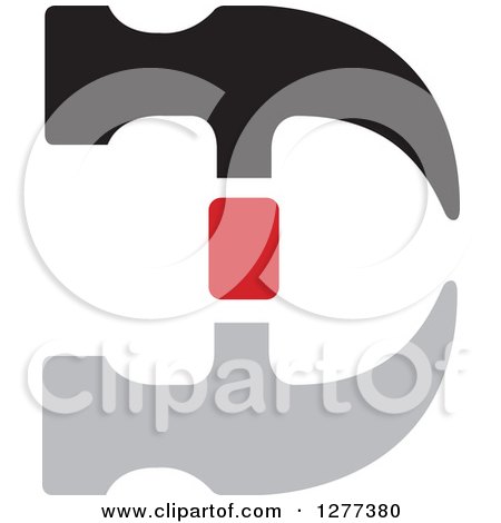 Clipart of a Gray Red and Black Hammer Design - Royalty Free Vector Illustration by Lal Perera