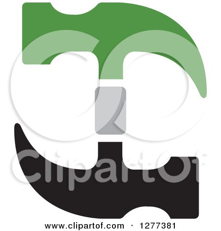 Clipart of a Green and Black Hammer Design - Royalty Free Vector Illustration by Lal Perera