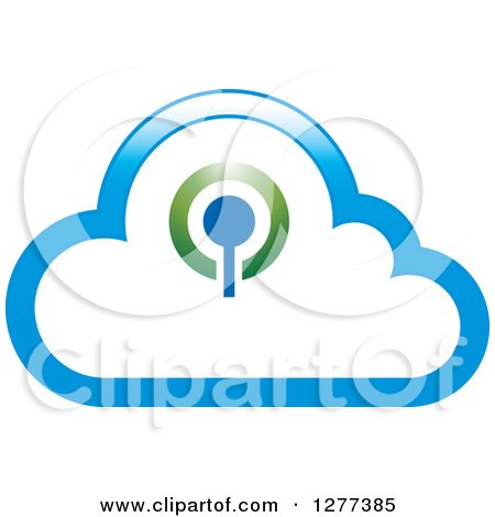 Clipart of a Blue Cloud and Signal Design - Royalty Free Vector Illustration by Lal Perera