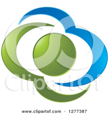 Clipart of a Blue and Green Abstract Sun and Cloud Design - Royalty Free Vector Illustration by Lal Perera