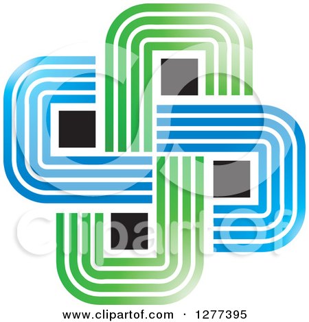 Clipart of a Blue Green Black and White Entwined Design - Royalty Free Vector Illustration by Lal Perera