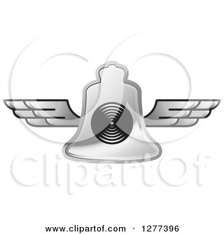 Clipart of a Silver Bell with Wings - Royalty Free Vector Illustration by Lal Perera