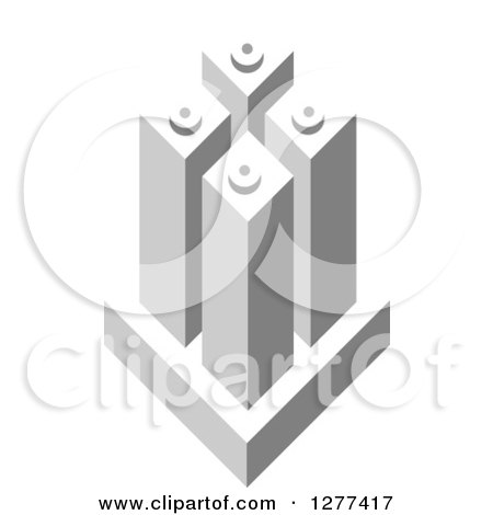 Clipart of a 3d Grayscale Skyscraper Design - Royalty Free Vector Illustration by Lal Perera