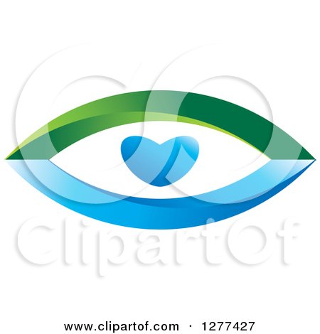 Clipart of a Green and Blue Eye with a Heart - Royalty Free Vector Illustration by Lal Perera
