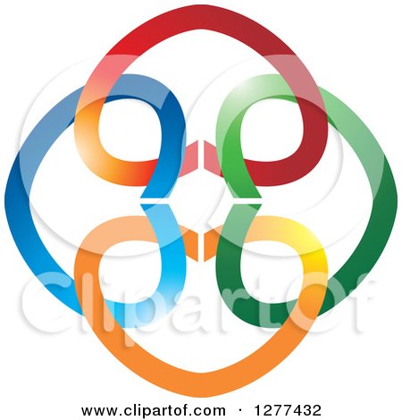 Clipart of Four Colorful Entwined Hearts - Royalty Free Vector Illustration by Lal Perera