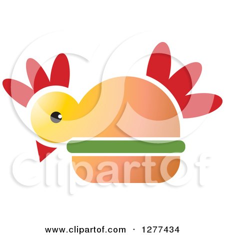 Clipart of a Red Yellow and Green Chicken Burger 2 - Royalty Free Vector Illustration by Lal Perera