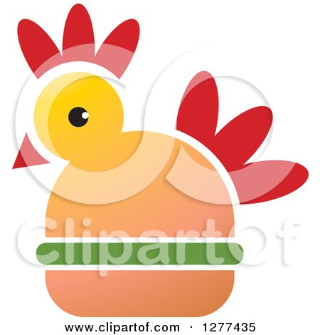 Clipart of a Red Yellow and Green Chicken Burger - Royalty Free Vector Illustration by Lal Perera