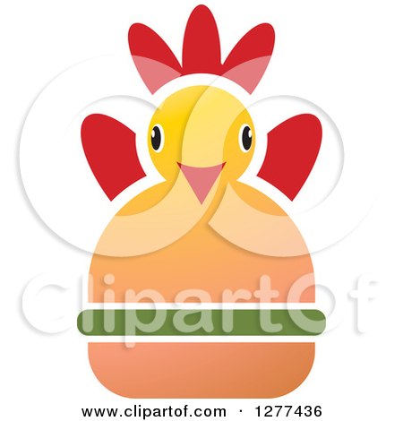 Clipart of a Red Yellow and Green Chicken Burger 3 - Royalty Free Vector Illustration by Lal Perera