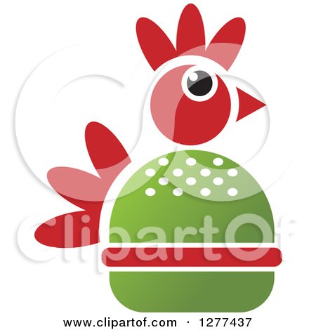 Clipart of a Green and Red Chicken Burger - Royalty Free Vector Illustration by Lal Perera