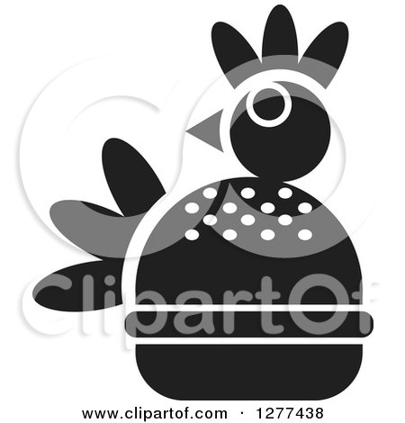 Clipart of a Black and White Chicken Burger - Royalty Free Vector Illustration by Lal Perera