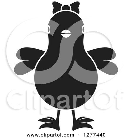 Clipart of a Black and White Chick Wearing a Bow - Royalty Free Vector Illustration by Lal Perera