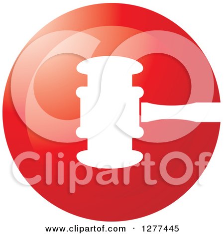 Clipart of a White Gavel in a Red Circle - Royalty Free Vector Illustration by Lal Perera