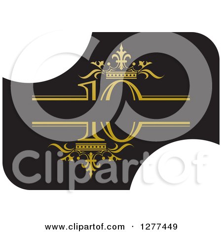 Clipart of a Black and Gold Label with Luxury Crowns and Number 10 - Royalty Free Vector Illustration by Lal Perera