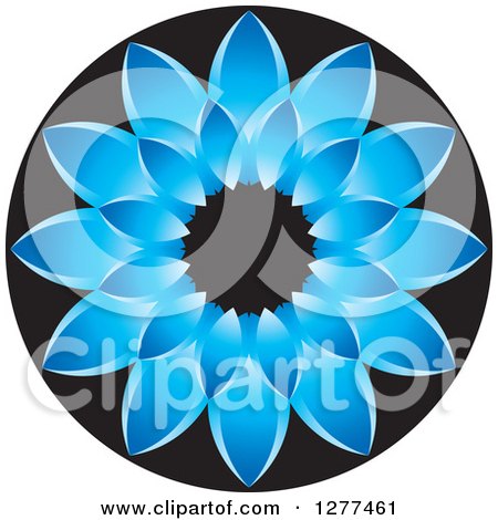 Clipart of a Blue and Black Daisy Flower Icon - Royalty Free Vector Illustration by Lal Perera