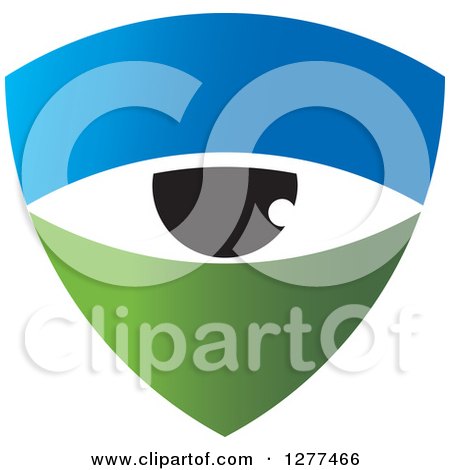 Clipart of a Green and Blue Shield with an Eye - Royalty Free Vector Illustration by Lal Perera