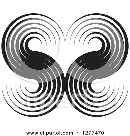 Clipart of a Black and White Mirrored Swooshes - Royalty Free Vector Illustration by Lal Perera