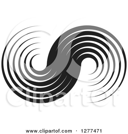 Clipart of a Black and White Swooshes - Royalty Free Vector Illustration by Lal Perera