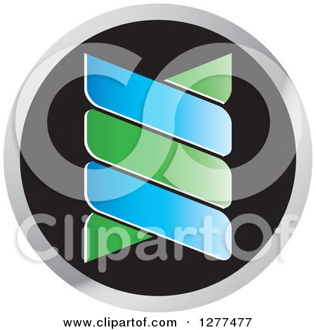 Clipart of a Blue Green and Blu Double Helix Dna Icon - Royalty Free Vector Illustration by Lal Perera