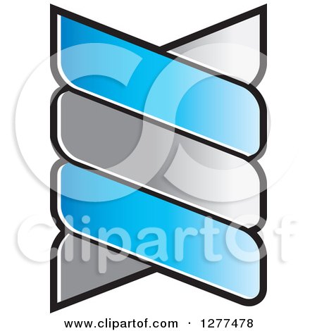 Clipart of a Blue and Silver Double Helix Dna Design - Royalty Free Vector Illustration by Lal Perera