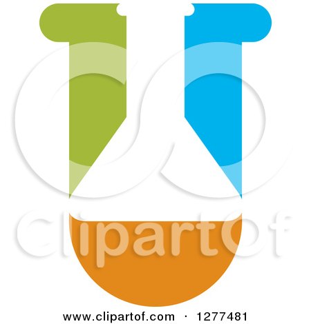 Clipart of a White Green Orange and Blue Science Test Tube Icon - Royalty Free Vector Illustration by Lal Perera