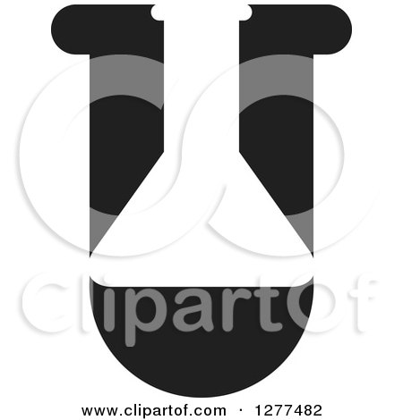 Clipart of a Black and White Science Test Tube Icon - Royalty Free Vector Illustration by Lal Perera