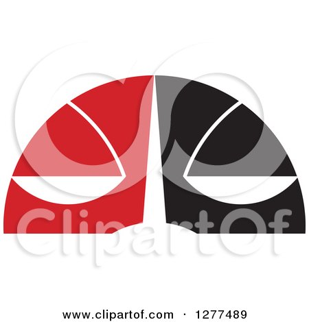 Clipart of an Unhappy Abstract Scales Face in Black Red and White - Royalty Free Vector Illustration by Lal Perera
