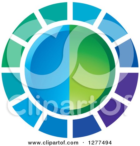 Clipart of a Blue and Green Circle Design - Royalty Free Vector Illustration by Lal Perera