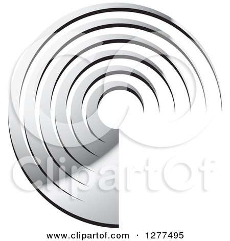 Clipart of a Silver and Black Concentric Partial Circle - Royalty Free Vector Illustration by Lal Perera