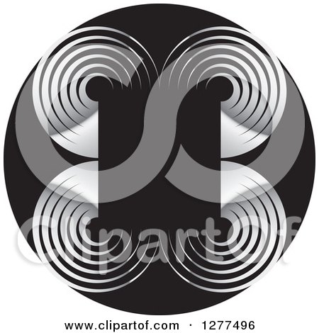 Clipart of Silver and Black Concentric Circles on Black - Royalty Free Vector Illustration by Lal Perera
