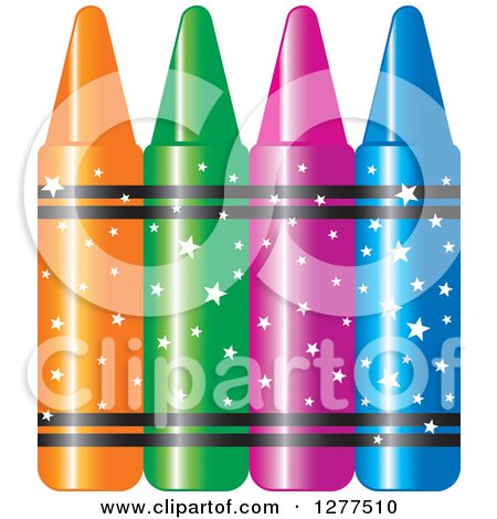 Clipart of Colorful Crayons with Star Wrappers - Royalty Free Vector Illustration by Lal Perera