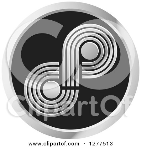 Clipart of a Silver Infinity Symbol in a Round Icon - Royalty Free Vector Illustration by Lal Perera