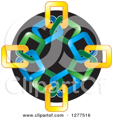 Clipart of a Blue Green and Yellow Link Icon - Royalty Free Vector Illustration by Lal Perera