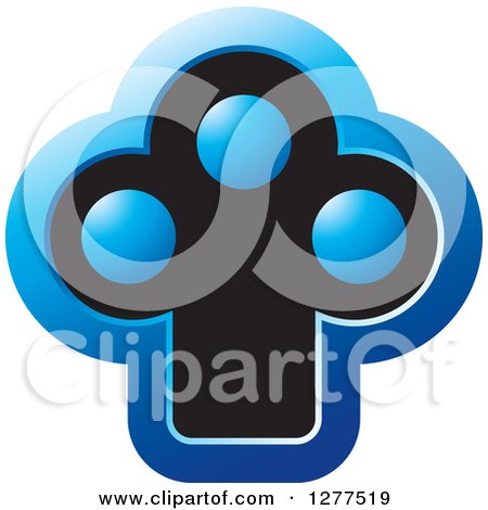 Clipart of a Blue and Black Abstract Tree Icon - Royalty Free Vector Illustration by Lal Perera