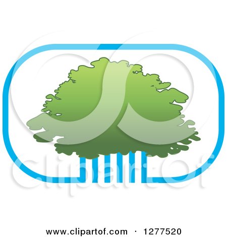 Clipart of a Blue and Green Tree Canopy Icon - Royalty Free Vector Illustration by Lal Perera