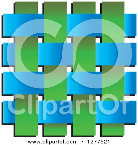 Clipart of a Blue and Green Weave on White - Royalty Free Vector Illustration by Lal Perera