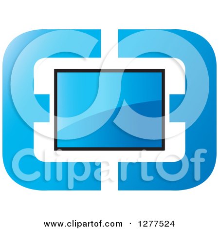 Clipart of a Screen in an Abstract Blue Frame - Royalty Free Vector Illustration by Lal Perera