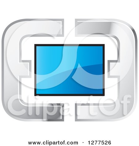 Clipart of a Screen in an Abstract Silver Frame - Royalty Free Vector Illustration by Lal Perera