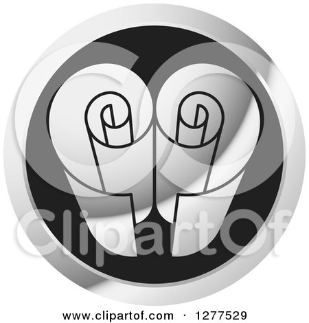 Clipart of a Black and Silver Round Srcoll Icon - Royalty Free Vector Illustration by Lal Perera