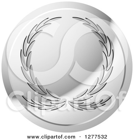 Clipart of a Round Silver Icon of a Wreath - Royalty Free Vector Illustration by Lal Perera