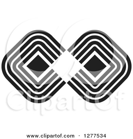 Clipart of a Black and White Diamond and Line Infinity Symbol - Royalty Free Vector Illustration by Lal Perera