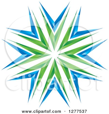 Clipart of a Green and Blue Burst - Royalty Free Vector Illustration by Lal Perera