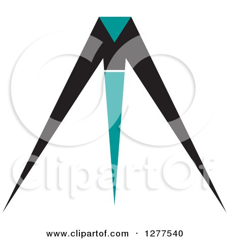 Clipart of a Black and Turquoise Tripod - Royalty Free Vector Illustration by Lal Perera