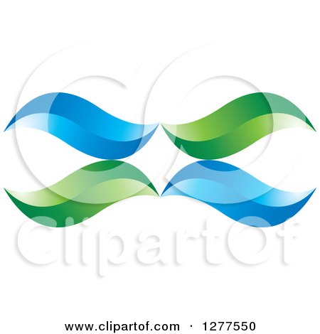Clipart of a Green and Blue Swooshes - Royalty Free Vector Illustration by Lal Perera