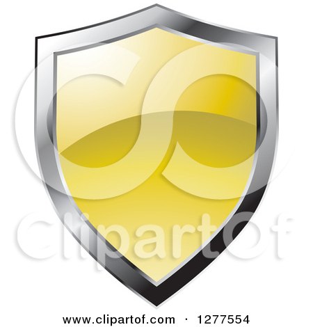 Clipart of a Gradient Yellow and Silver Shield - Royalty Free Vector Illustration by Lal Perera