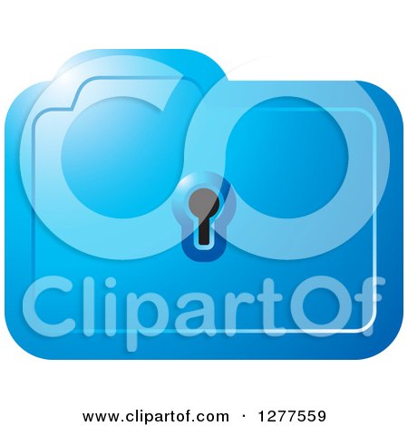 Clipart of a Blue Folder with a Key Hole - Royalty Free Vector Illustration by Lal Perera