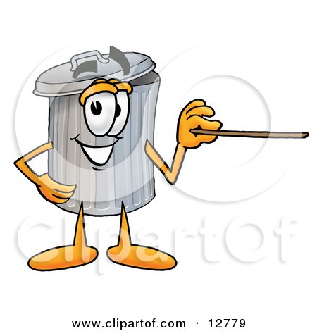 Clipart Picture of a Garbage Can Mascot Cartoon Character Pointing at the Viewer by Mascot Junction