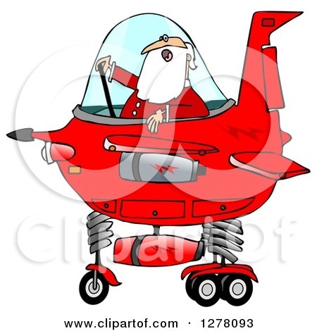 Clipart of Santa Claus Piloting a Christmas Starship - Royalty Free Illustration by djart